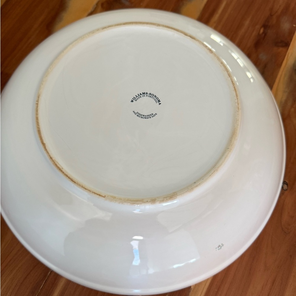 Williams-Sonoma 13” White Ceramic serving bowl with painted culinary herbs GUC - Picture 7 of 13